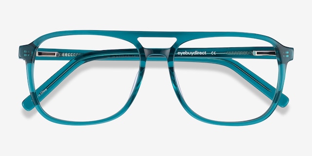 Russell Teal AcetateEyeglass Frames from EyeBuyDirect, Closed View