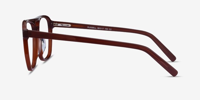 Russell Brun AcétateMontures de lunettes de vue d'EyeBuyDirect, Vue de Côté