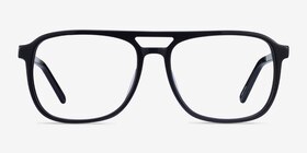 Russell Noir Acétate Montures de lunettes de vue d'EyeBuyDirect, Vue de Face