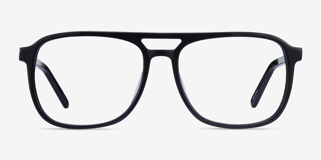 Russell Noir AcétateMontures de lunettes de vue d'EyeBuyDirect, Vue de Face