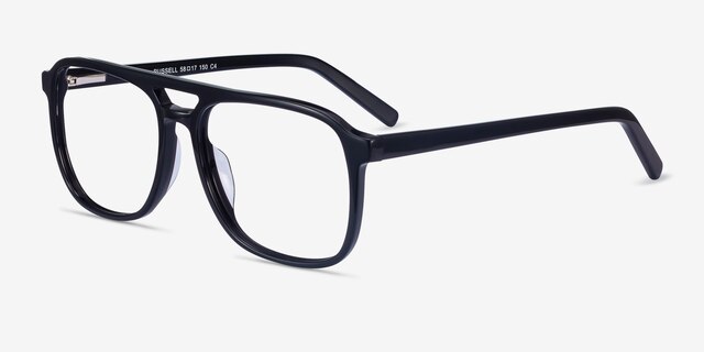 Russell Noir AcétateMontures de lunettes de vue d'EyeBuyDirect, Vue d'Angle