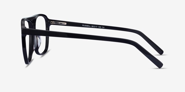 Russell Noir AcétateMontures de lunettes de vue d'EyeBuyDirect, Vue de Côté