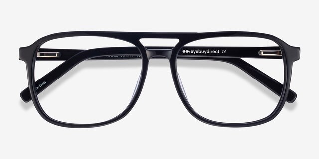 Russell Noir AcétateMontures de lunettes de vue d'EyeBuyDirect, Vue Rapprochée