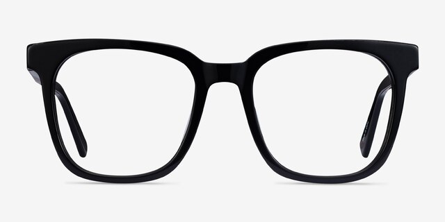 Kenneth Black AcetateEyeglass Frames from EyeBuyDirect, Front View