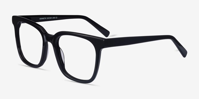 Kenneth Black AcetateEyeglass Frames from EyeBuyDirect, Angle View