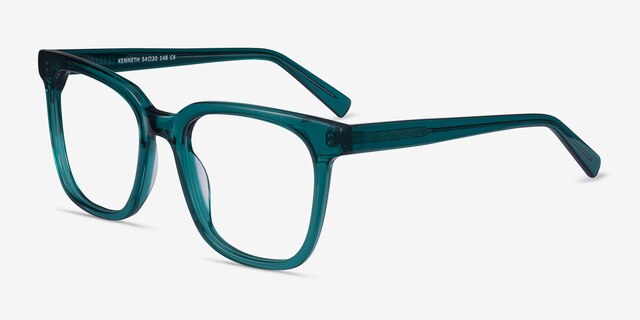 Kenneth Teal AcetateEyeglass Frames from EyeBuyDirect, Angle View