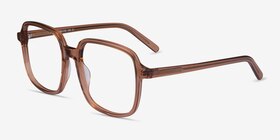 Gaston Clear Brown Acetate Eyeglass Frames from EyeBuyDirect, Angle View