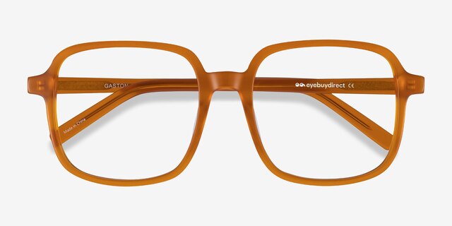 Gaston Mellow Yellow AcetateEyeglass Frames from EyeBuyDirect, Closed View