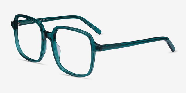 Gaston Teal AcetateEyeglass Frames from EyeBuyDirect, Angle View