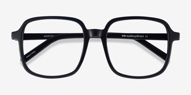Gaston Black AcetateEyeglass Frames from EyeBuyDirect, Closed View