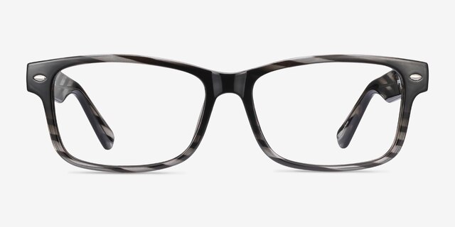 Persisto Black Striped PlastiqueMontures de lunettes de vue d'EyeBuyDirect, Vue de Face