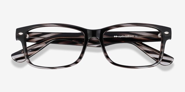 Persisto Black Striped PlastiqueMontures de lunettes de vue d'EyeBuyDirect, Vue Rapprochée