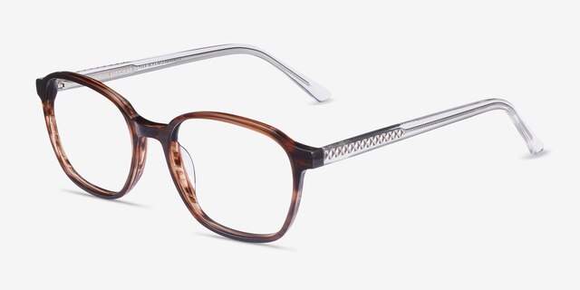 Efficient Brown Striped AcetateEyeglass Frames from EyeBuyDirect, Angle View