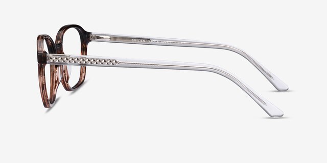 Efficient Brown Striped AcetateEyeglass Frames from EyeBuyDirect, Side View