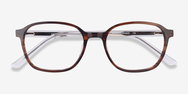 Efficient Brown Striped AcetateEyeglass Frames from EyeBuyDirect, Closed View