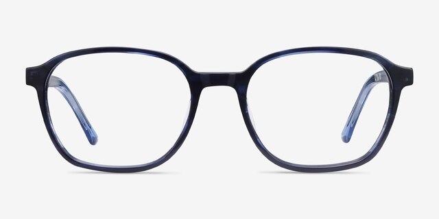 Efficient Blue Striped AcetateEyeglass Frames from EyeBuyDirect, Front View