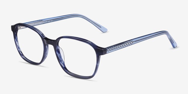 Efficient Blue Striped AcetateEyeglass Frames from EyeBuyDirect, Angle View