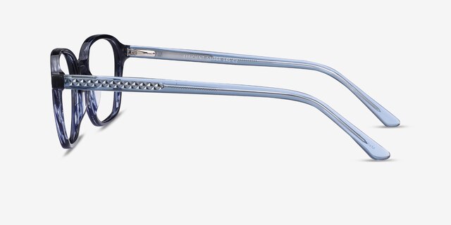 Efficient Blue Striped AcetateEyeglass Frames from EyeBuyDirect, Side View