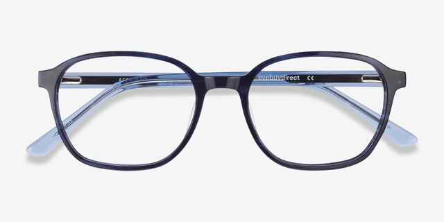 Efficient Blue Striped AcetateEyeglass Frames from EyeBuyDirect, Closed View