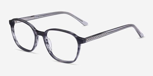 Efficient Black Striped AcetateEyeglass Frames from EyeBuyDirect, Angle View