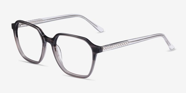 Glib Black Striped AcétateMontures de lunettes de vue d'EyeBuyDirect, Vue d'Angle