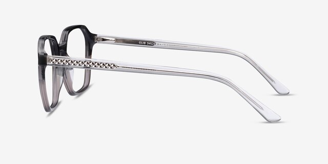 Glib Black Striped AcétateMontures de lunettes de vue d'EyeBuyDirect, Vue de Côté