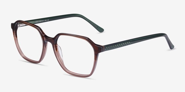 Glib Brown Striped AcétateMontures de lunettes de vue d'EyeBuyDirect, Vue d'Angle