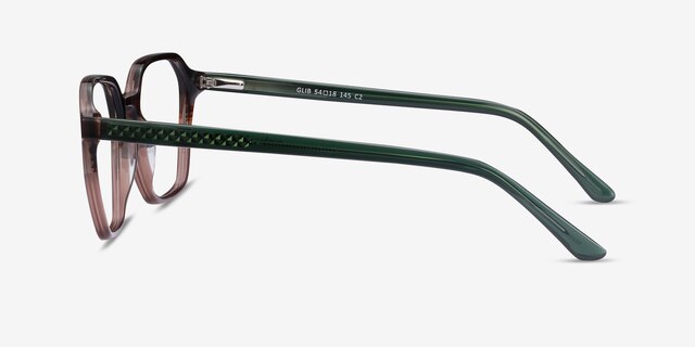 Glib Brown Striped AcétateMontures de lunettes de vue d'EyeBuyDirect, Vue de Côté