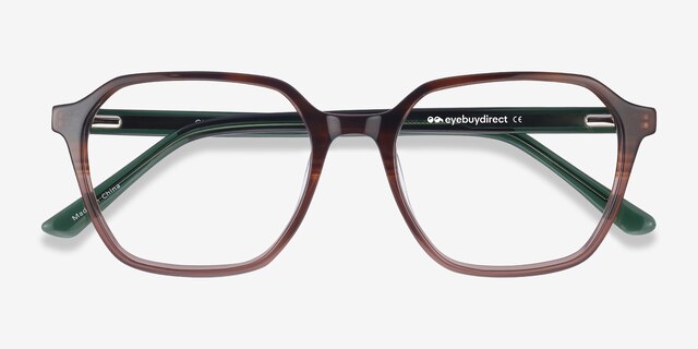 Glib Brown Striped AcétateMontures de lunettes de vue d'EyeBuyDirect, Vue Rapprochée