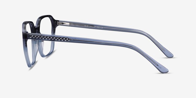 Glib Blue Striped AcetateEyeglass Frames from EyeBuyDirect, Side View