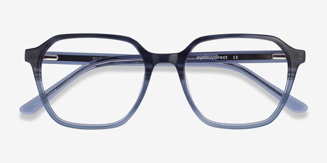 Glib Blue Striped AcetateEyeglass Frames from EyeBuyDirect, Closed View