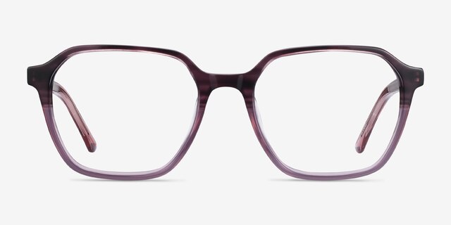Glib Purple Striped AcetateEyeglass Frames from EyeBuyDirect, Front View
