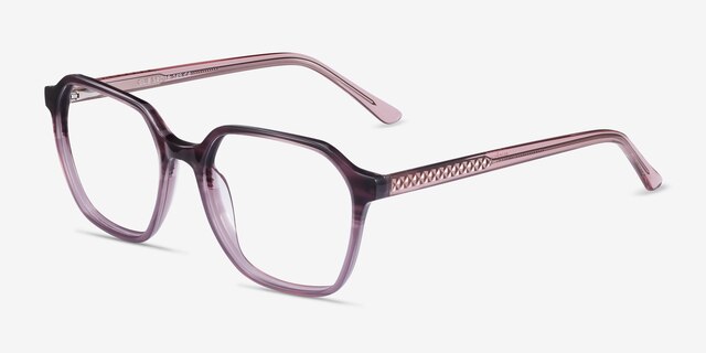 Glib Purple Striped AcetateEyeglass Frames from EyeBuyDirect, Angle View