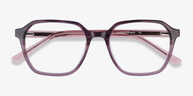 Glib Purple Striped AcetateEyeglass Frames from EyeBuyDirect, Closed View