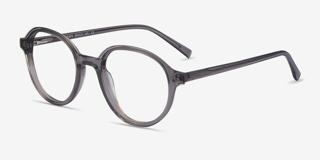 Satisfy Clear Gray AcetateEyeglass Frames from EyeBuyDirect, Angle View