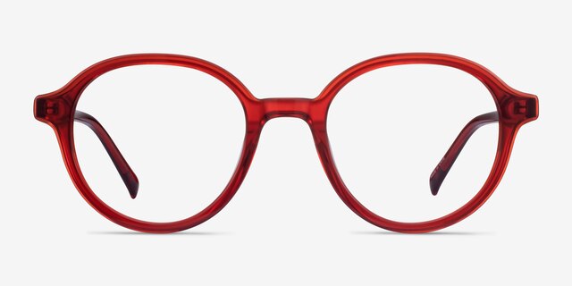 Satisfy Clear Red AcetateEyeglass Frames from EyeBuyDirect, Front View