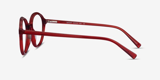 Satisfy Clear Red AcetateEyeglass Frames from EyeBuyDirect, Side View