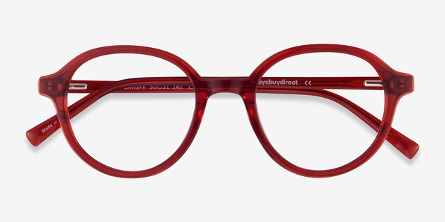 Satisfy Clear Red AcetateEyeglass Frames from EyeBuyDirect, Closed View