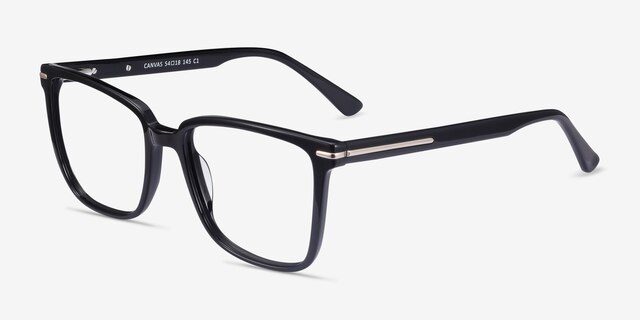 Canvas Black AcetateEyeglass Frames from EyeBuyDirect, Angle View
