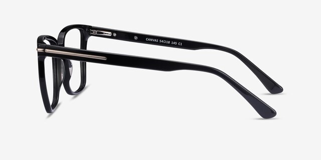 Canvas Black AcetateEyeglass Frames from EyeBuyDirect, Side View