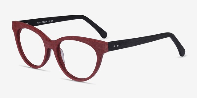 Paula Berry Red AcetateEyeglass Frames from EyeBuyDirect, Angle View