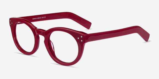 Morla Burgundy AcetateEyeglass Frames from EyeBuyDirect, Angle View