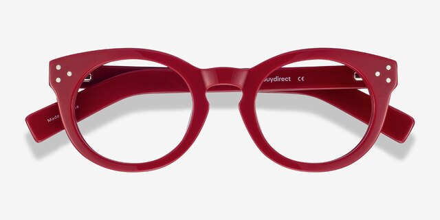 Morla Burgundy AcetateEyeglass Frames from EyeBuyDirect, Closed View