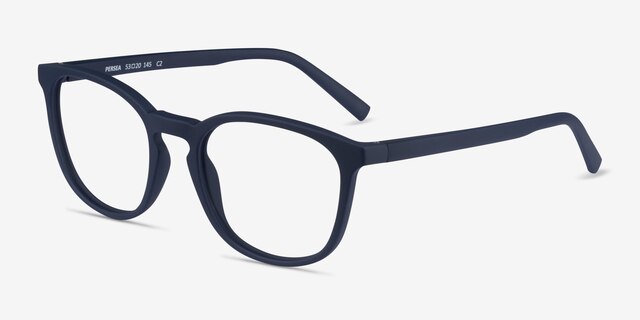 Persea Abyssal Blue PlasticEyeglass Frames from EyeBuyDirect, Angle View