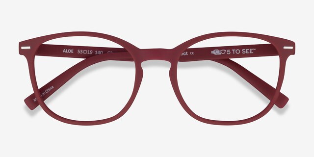 Aloe Crimson Eco-friendlyEyeglass Frames from EyeBuyDirect, Closed View
