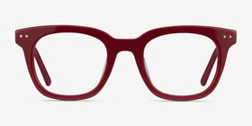 Romy Burgundy Acétate Montures de lunettes de vue d'EyeBuyDirect, Vue de Face