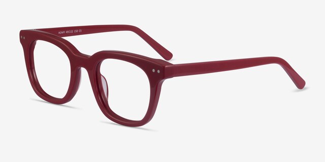 Romy Burgundy AcetateEyeglass Frames from EyeBuyDirect, Angle View