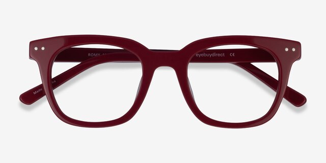 Romy Burgundy AcetateEyeglass Frames from EyeBuyDirect, Closed View