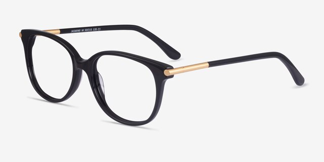 Jasmine Black AcetateEyeglass Frames from EyeBuyDirect, Angle View