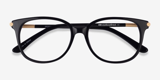 Jasmine Black AcetateEyeglass Frames from EyeBuyDirect, Closed View